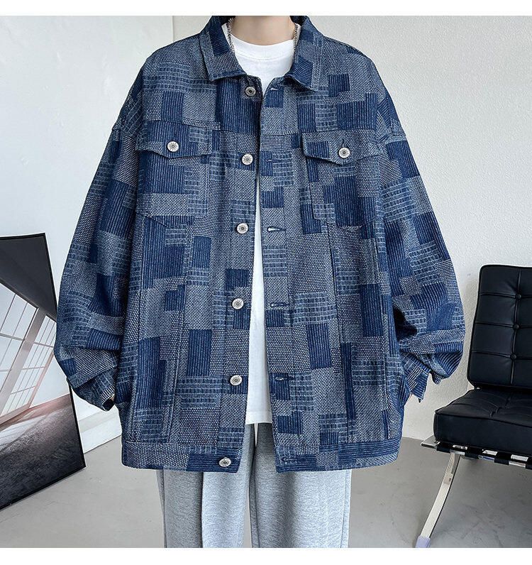 Herrenbekleidung Übergröße Extra großes Langarmhemd Herren Vintage Retro Jeansjacke Frühling und Herbst Lockeres Hemd_voghion.com