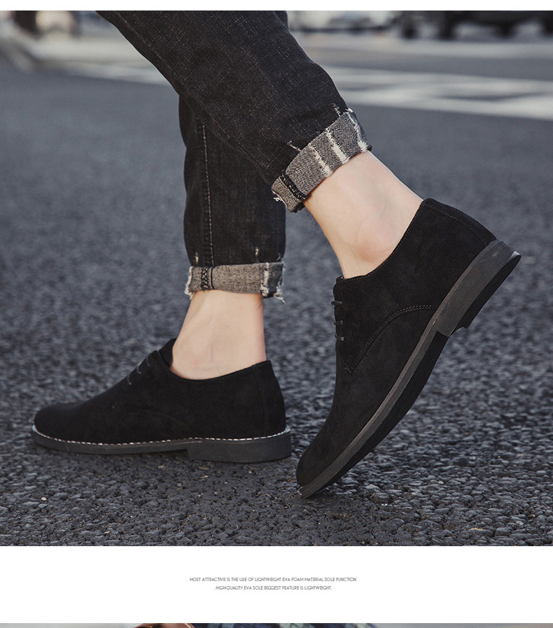 Men's Shoes Nubuck Leather Shoes, British Style, Leather, Suede, Men's Shoes, Plus Size 4546, Trendy Business Casual Shoes_voghion.com