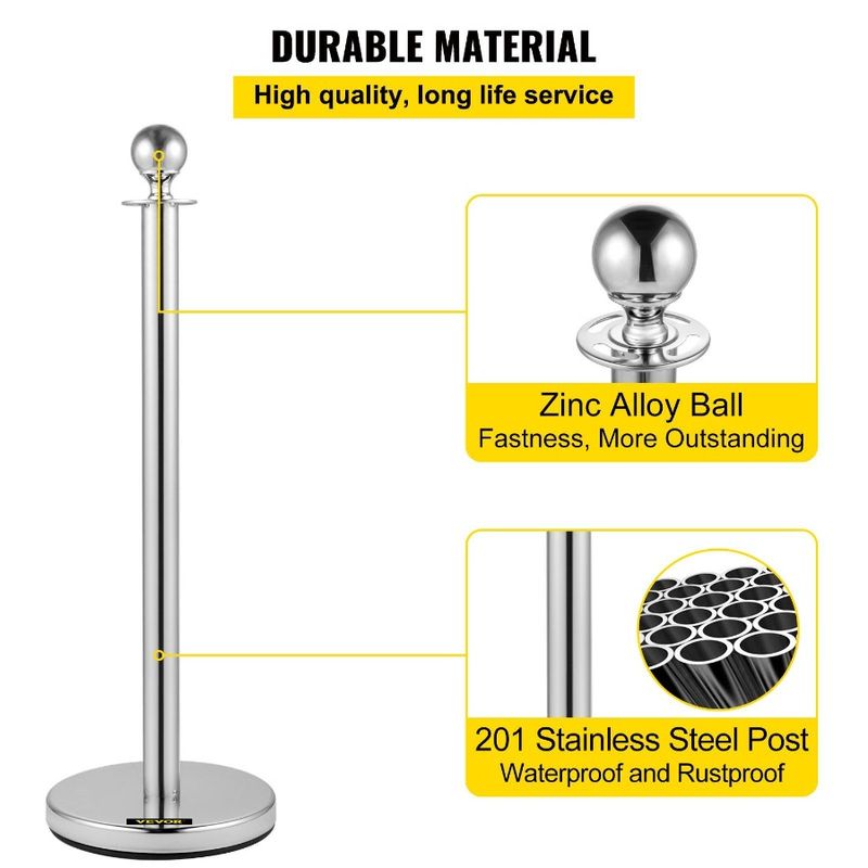 Silver Crowd Steel Rope Control For Queue Stainless 38In Velvet Barriers Pa Ropes 4PCS Queue Stanchion Posts Line Red Barriers_voghion.com