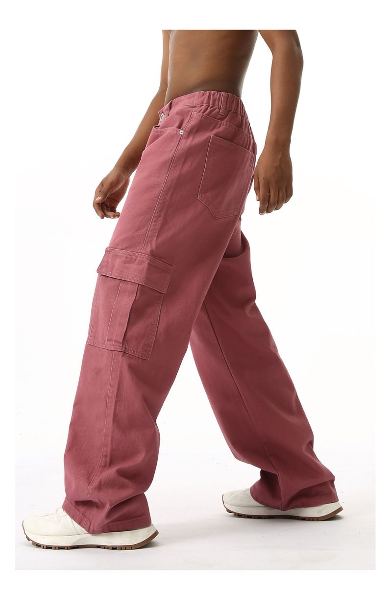 EF JEANS | 2024 Nuova salopette vintage semplice con tasche grandi e vita semi-elastica, jeans rosa pesca_voghion.com