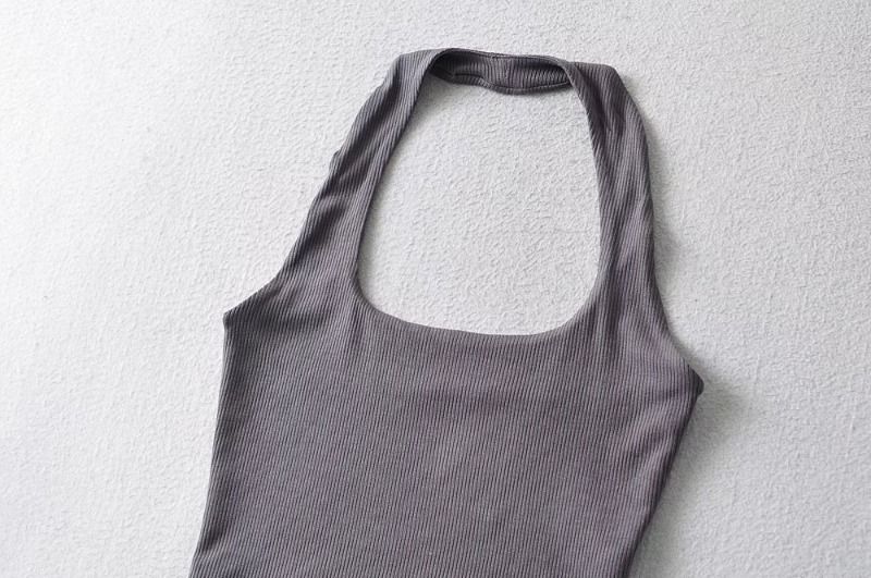 2024 Summer Fashion Short Neck Hanging Strap New Sexy Bareback Small Tank Top For Women_voghion.com