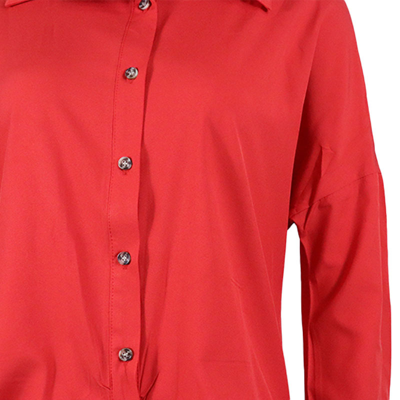 Abbigliamento da donna Camicia a maniche lunghe con cardigan a maniche lunghe in tinta unita_voghion.com