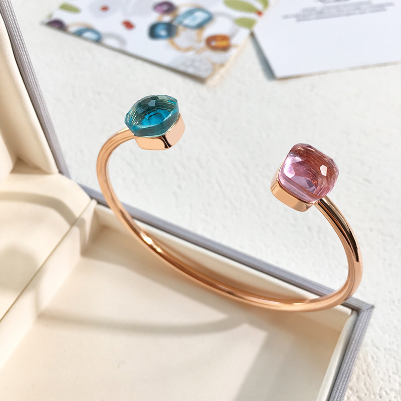 Set di gioielli da donna, moda, nazionali ed esteri, gioielli auto-progettati, gemme, bracciale aperto color caramella, gioielli con design di nicchia_voghion.com
