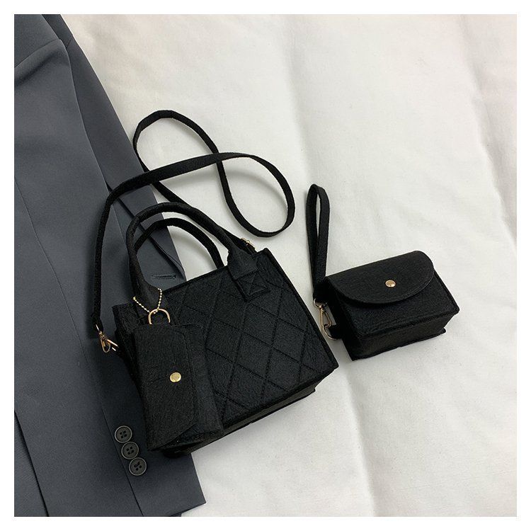 Bolsas femininas de três peças com recorte em formato de diamante, bolsa casual feminina de axila, moderna e moderna, bolsa transversal pequena quadrada_voghion.com