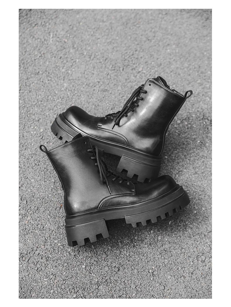 Retro Dickbesohlte Erhöhung Werkzeug Outdoor Wandern Schnürstiefel Martin Herren_voghion.com