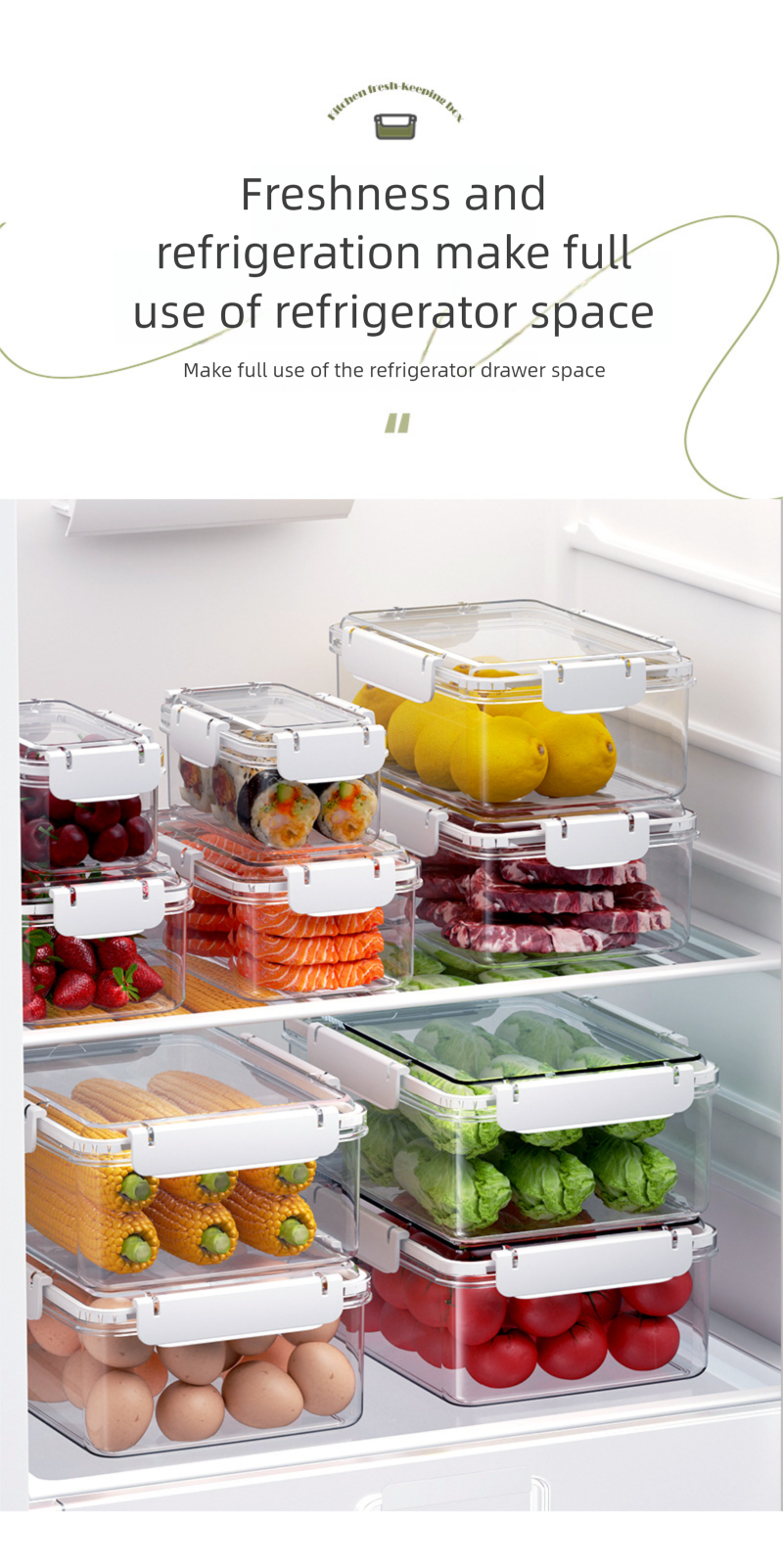Frigorifero quadrato per alimenti, per conservare la freschezza, per frutta, cucina, per adulti, sicuro per microonde, riscaldamento, verdura, carne congelata, sigillatura_voghion.com