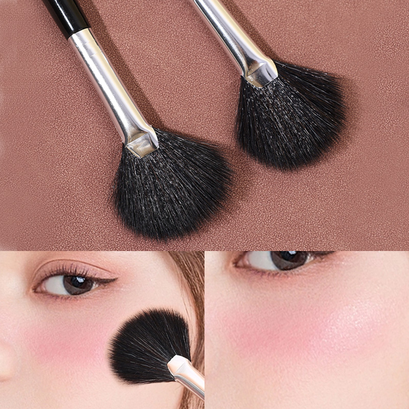 Fan Soft Pudder Pudder Rouge Highlighter Kvinder Sort Håndtag Makeup Makeupværktøj Makeup Ansigtsmakeup_voghion.com