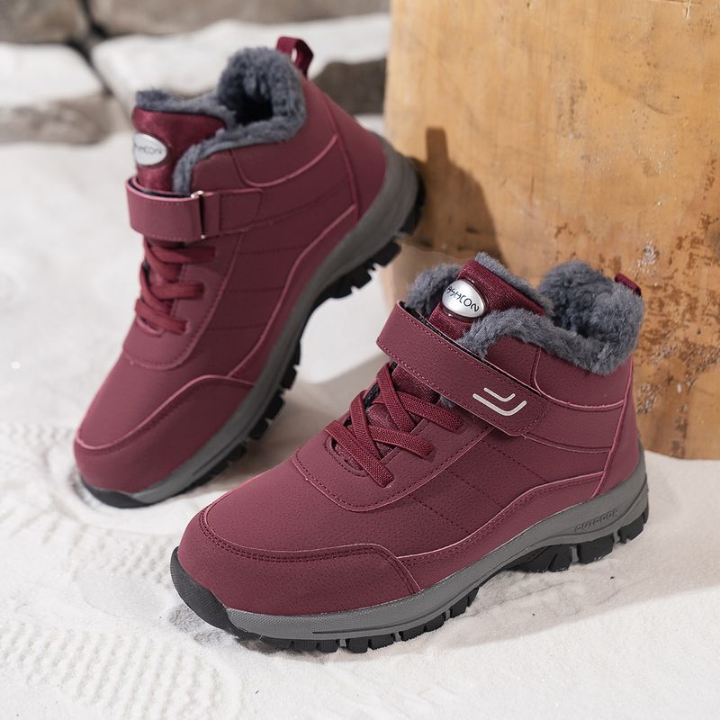 Botas de nieve para mujer, de invierno, con forro polar grueso, antideslizantes, de horma ancha, para caminar, talla grande, con velcro, de algodón_voghion.com