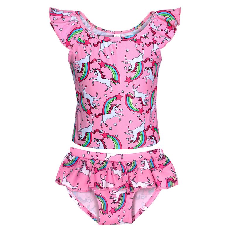 Mutter & Kinder Außenhandel Kinderbekleidung Mädchen bedruckter Einhorn-Badeanzug atmungsaktiver, schnell trocknender Badeanzug geteilter zweiteiliger Anzug_voghion.com