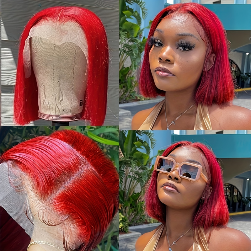 13*4 Lace-Front-Echthaarperücke – 180 % Dichte, kurze Bob-Perücke mit gerader Spitze und natürlichem Aussehen und Gefühl_voghion.com