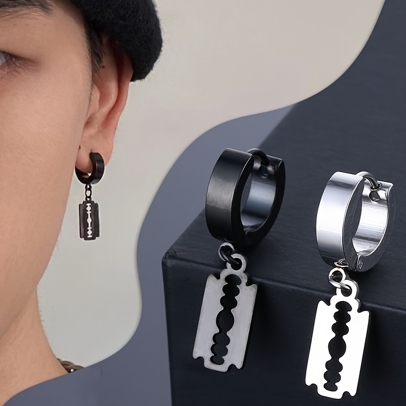 1pc design lama pin orecchini a cerchio regali di gioielli per donne uomini accessori per feste in acciaio inossidabile punk vintage ragazze piercing orecchino_voghion.com