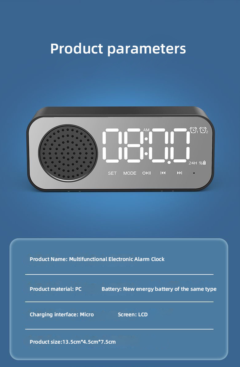 Neu Bluetooth Wecker Lautsprecher Englisch Desktop Tragbare Bluetooth Uhr Karte Lautsprecher Kompakte_voghion.com