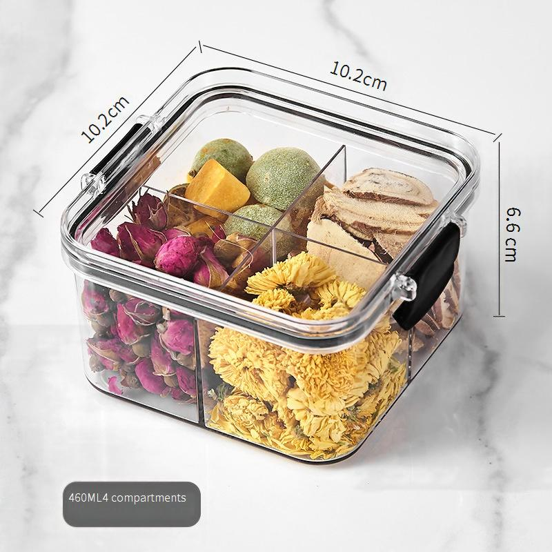 Aufbewahrungsfach für die Küche, versiegeltes Glas, Aufbewahrungsbox für Tee, Getreideglas in Lebensmittelqualität, Vorratsglas für Trockenwaren, quadratisch, transparent, mit Deckel_voghion.com