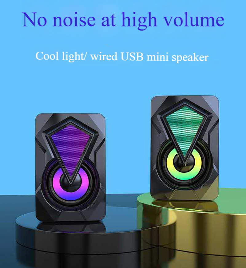 RGB Gaming Computer Speakers - Mini Wired Multimedia Soundbar For PC/Laptop With Dynamic LED Lighting_voghion.com