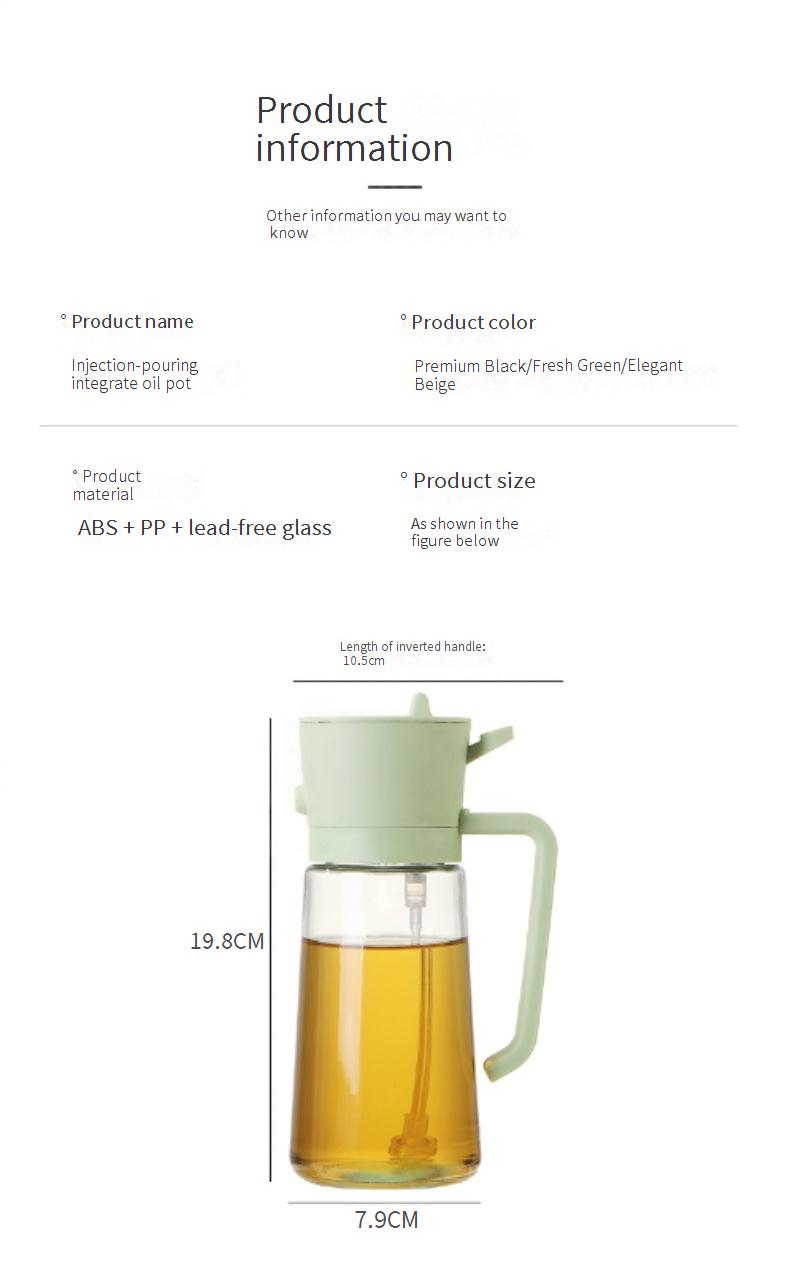 Botella de vidrio 2 en 1 con pulverizador y vertedor de aceite: dispensador de aceite de cocina con pulverizador fino y pico vertedor (350 ml, diseño hermético sin BPA)_voghion.com