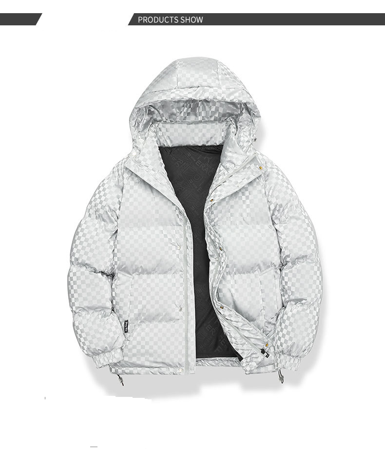 Veste d'hiver pour homme avec imprimé étoilé brillant - Manteau en coton épais à capuche pour l'automne et l'hiver - Gris/Noir/Bleu roi - Tailles M à 4XL_voghion.com