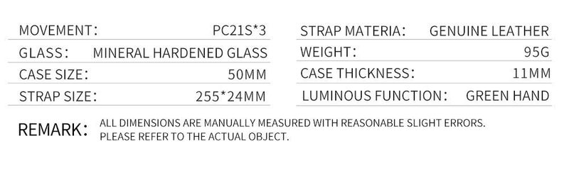 Men's Casual Quartz Watch With Multi-Time Zone Display, Genuine Leather Strap, Mineral Crystal, And Alloy Case Multi Time Zone Genuine Leather Gift_voghion.com