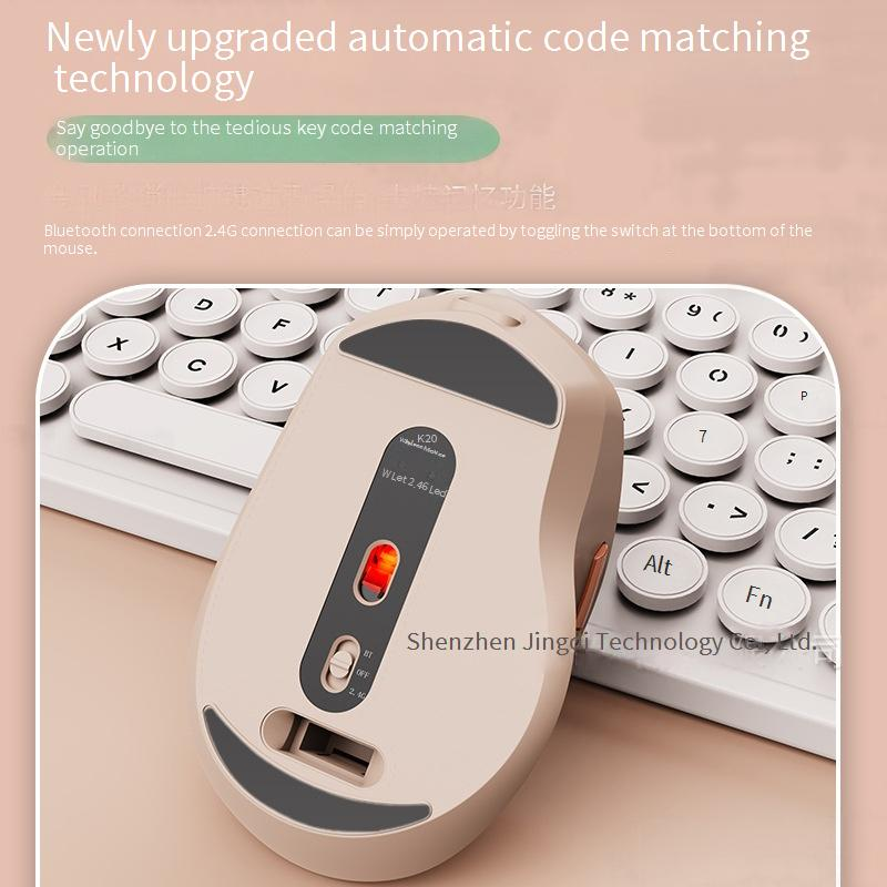 Souris sans fil Bluetooth Jingdi M20, double mode, clic silencieux, rechargeable, ergonomique, pour ordinateur portable (1600 DPI, 6 boutons, portée de 10 m)_voghion.com