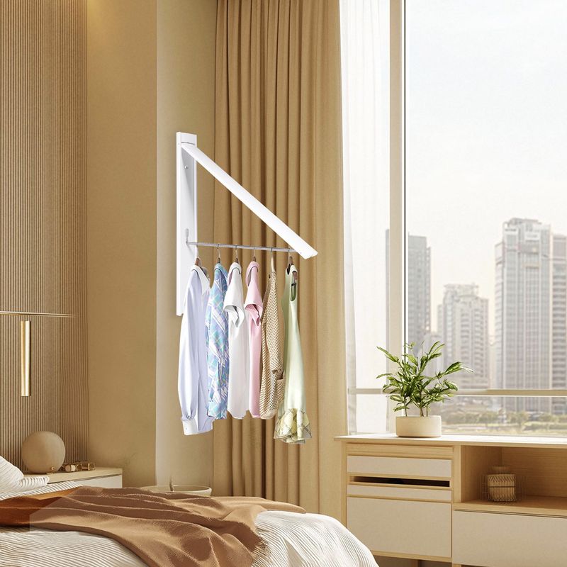 An der Wand montierter Wäscheständer, einziehbarer Wäscheständer, platzsparender Schrank-Organizer aus Aluminium_voghion.com