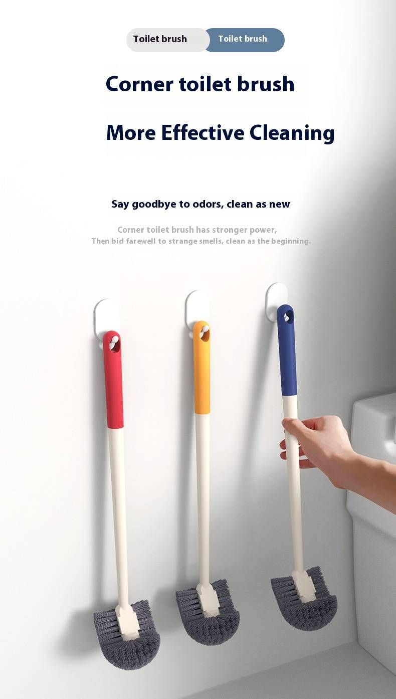 Scopino per WC a parete con manico extra lungo, setole morbide per una pulizia profonda, accessorio essenziale per il bagno salvaspazio (blu/rosso/giallo)_voghion.com