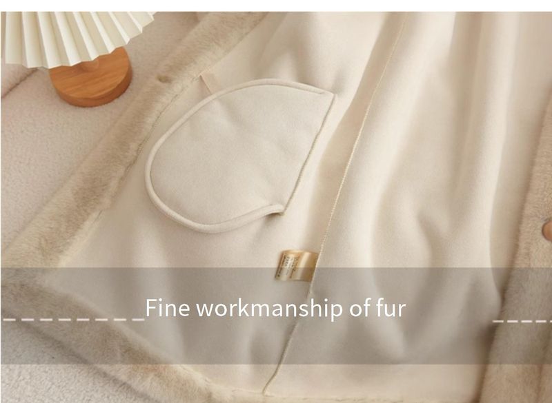 Cappotto in pelliccia sintetica di visone ecologica da donna - Giacca in peluche di media lunghezza in caffè e panna (S-L) | Ispirata al vintage e adatta all'inverno_voghion.com