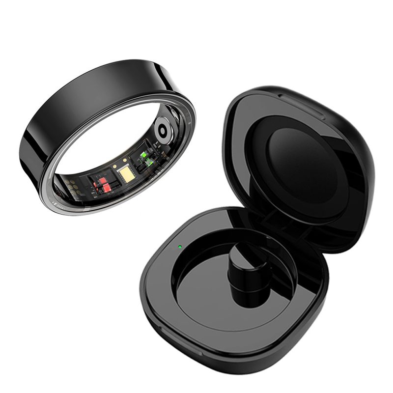 Neuer Smart Ring R09 Gesundheitsmonitor Multisportmodus Hauttemperaturmessung 5ATM wasserdichter Smart Ring mit Ladeetui_voghion.com