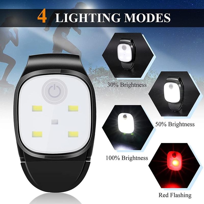 LED-Clip-Taschenlampe, wiederaufladbar, USB-Clip auf Licht, Sicherheitswarnung, Lauflichter für Nachtwanderungen, Angeln_voghion.com