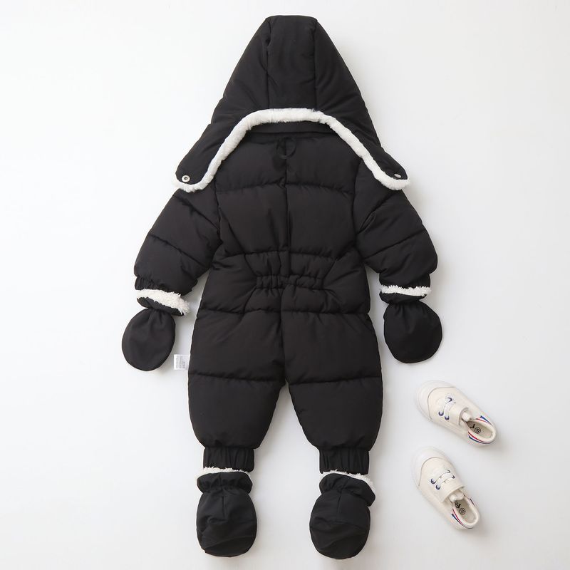Pelele de invierno premium con capucha para bebé Mother & Kids: mono grueso acolchado de algodón para bebés y niños pequeños (66-90 cm), unisex, manga larga, con cremallera_voghion.com