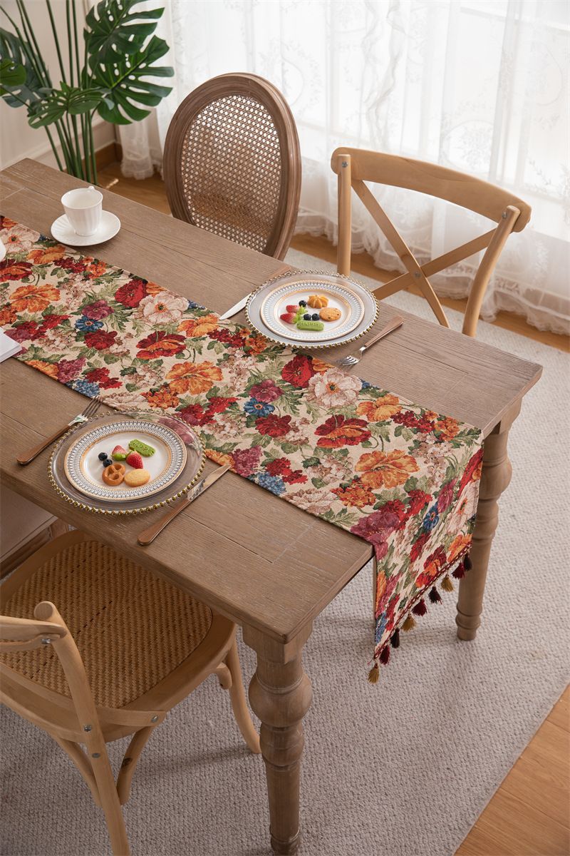 Nuovo copritavolo da caffè in stile americano con nappa in jacquard di poliestere, copriletto e copriletto_voghion.com