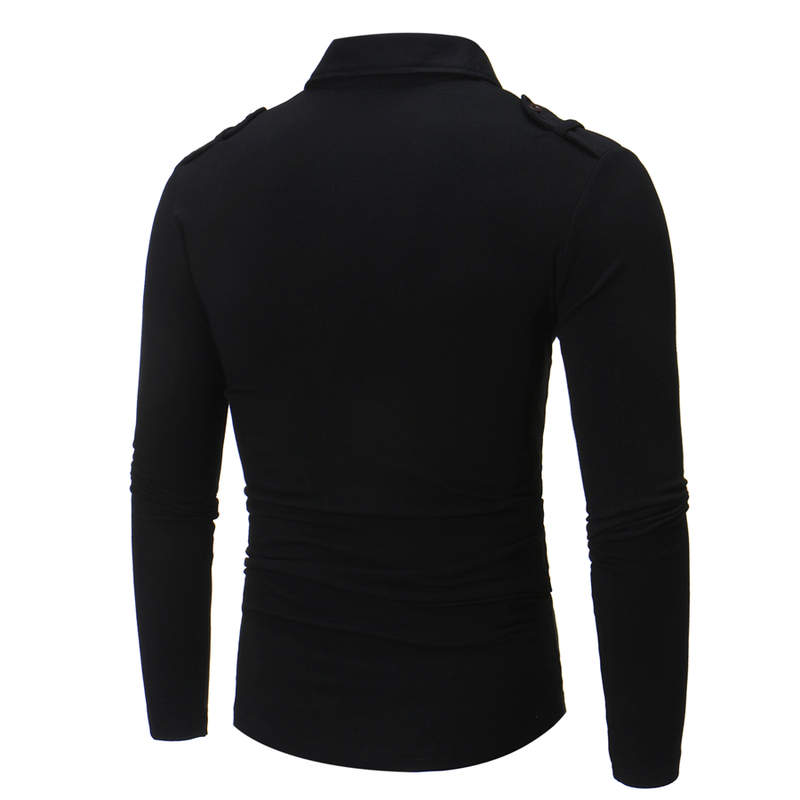 Höstklänning med epaulettdesign T-shirt Smal långärmad pikétröja_voghion.com