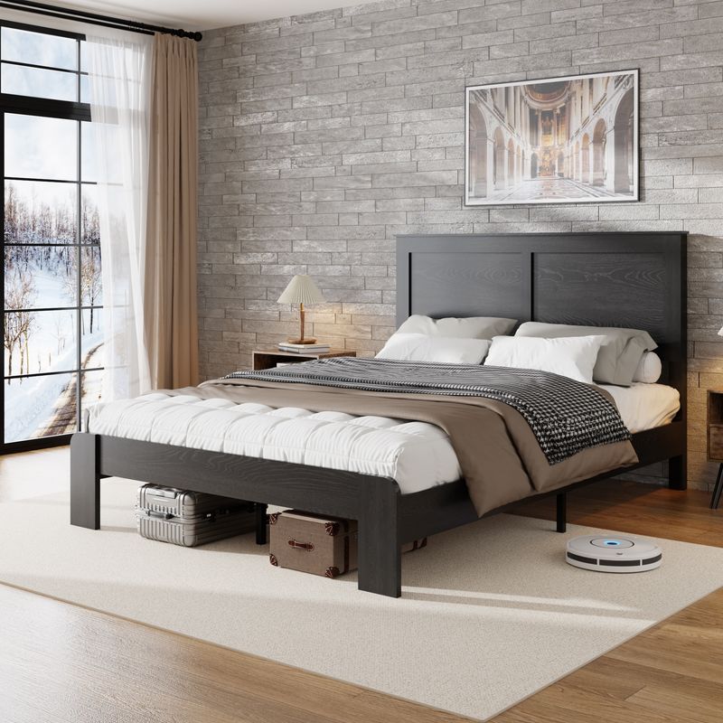 Bed Frame King Size, Wood Platform Bed Frame , Noise Free,No Box Spring Needed And Easy Assembly Tool,Large Under Bed Storage,Dark Black_voghion.com