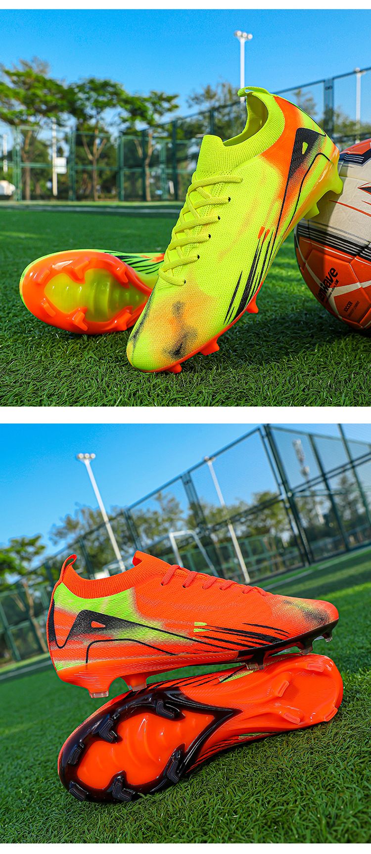 Nahtlose, fliegende, gewebte Messi-Fußballschuhe für Herren, niedrige Oberseite, Teen-Spike-Smash-Trainings-Sneaker_voghion.com