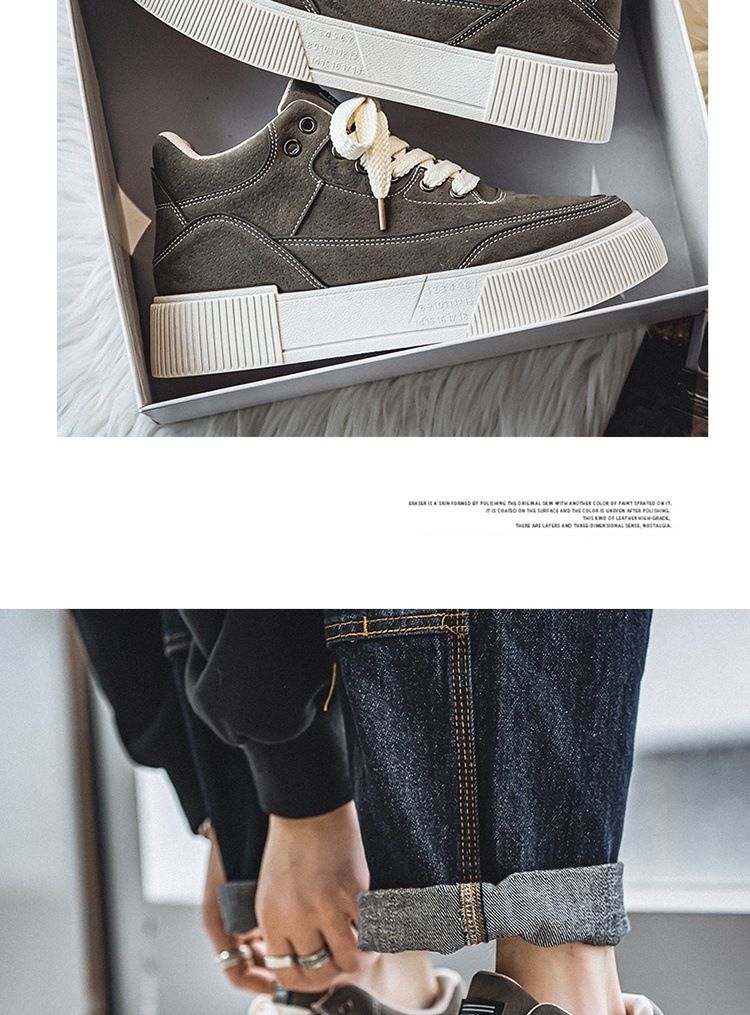 High board shoes for men, 2024 autumn new British style sports shoes, men's mid top Martin boots_voghion.com