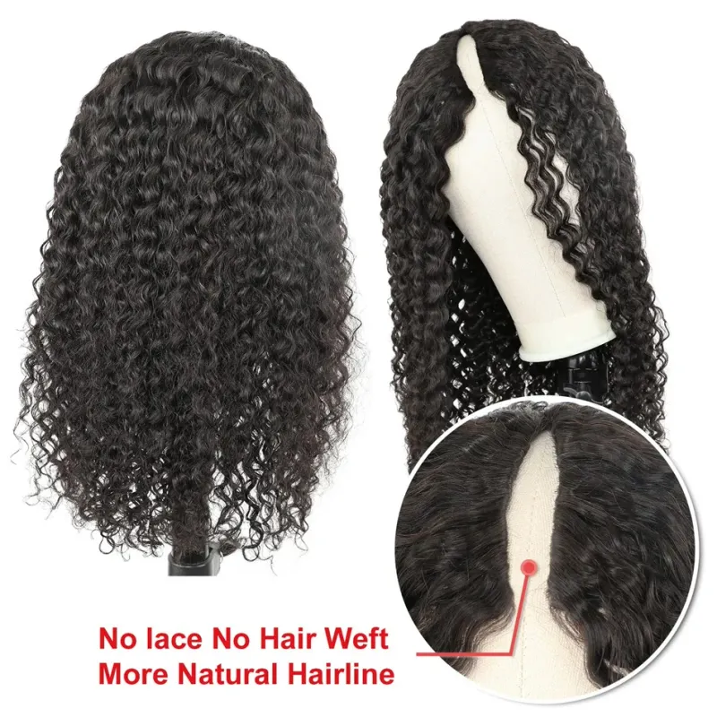 Perucă cu onduleuri de apă, păr uman Remy brazilian, pentru femei, peruci crețe naturale negre, fabricate la mașină_voghion.com