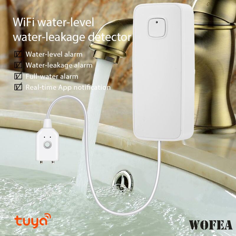 Tuya Smart Flood Leakage Remote Monitor WiFi Rilevatore di livello di traboccamento Sensore di perdite d'acqua Sistema di allarme sonoro di sicurezza_voghion.com