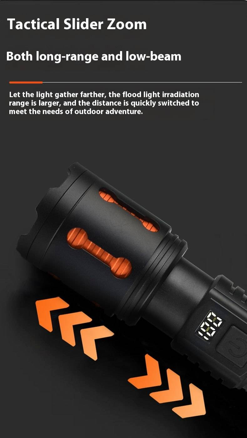 Lanterna LED profissional - ultra brilhante, com zoom de longo alcance, display digital, recarregável por USB e compacta para atividades ao ar livre, acampamentos e caminhadas_voghion.com