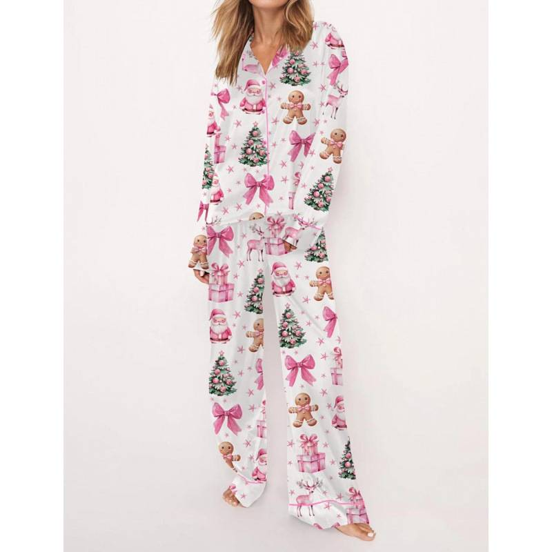 Women's Cute Print Pajama Set Long Sleeve & Pants Soft Comfortable Sleepwear Loungewear Home Outfit S-3XL_voghion.com