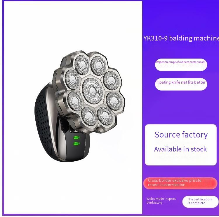 YUECOS 9-Blade Magnetic Rotary Electric Shaver With Floating Heads, Waterproof & Cordless Rechargeable Beard Trimmer For Men, Ultra-Quiet Design_voghion.com