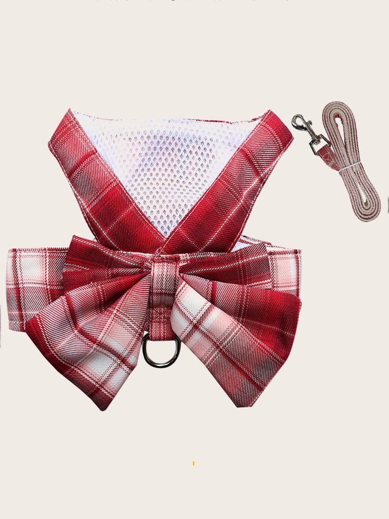 1 Stück Haustier-JK-Karorock und Karoweste, Traktions-Outfit, geeignet für Teddyhunde und -katzen – ein Outdoor-Rock mit Geschirr und Hundeleine_voghion.com