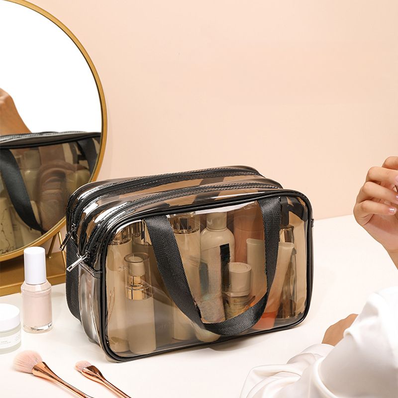 PVC Double Layer Dry Wet Separation Swimmin Thickened Compartment Transparent Bathin Waterproof Gym Toiletry Makeup_voghion.com