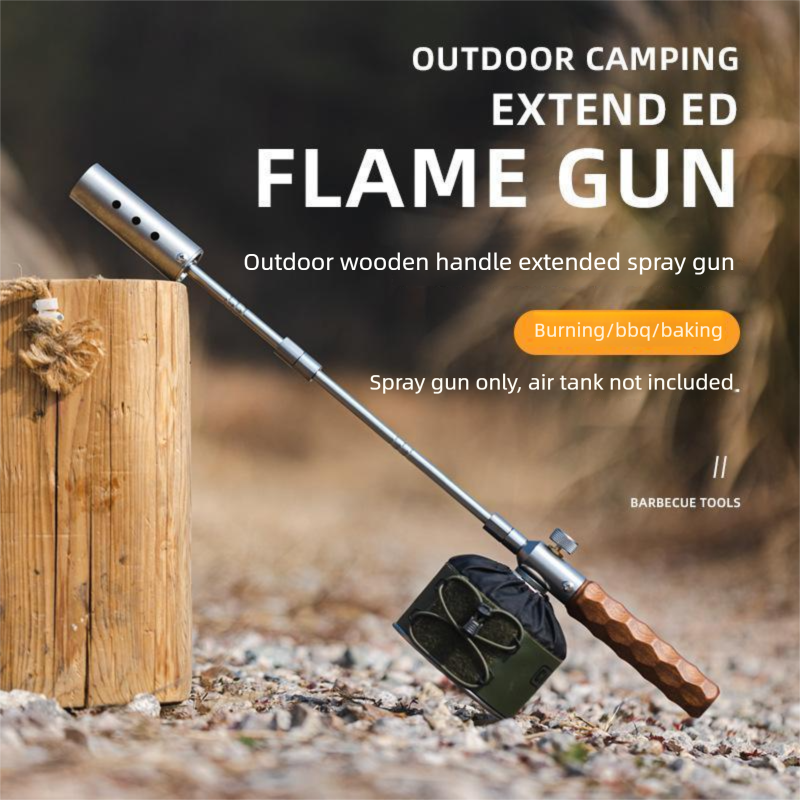 Outdoor Extended Fire Stainless Steel Spray Gun Pig Hair Burning Camping Straight Handle Handheld Detachable Igniter_voghion.com