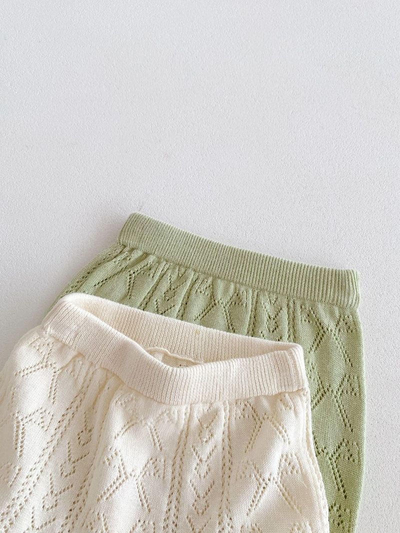 Vêtements d'été pour bébés filles, version coréenne, pull tricoté, col en dentelle, haut, short, ensemble princesse fin_voghion.com