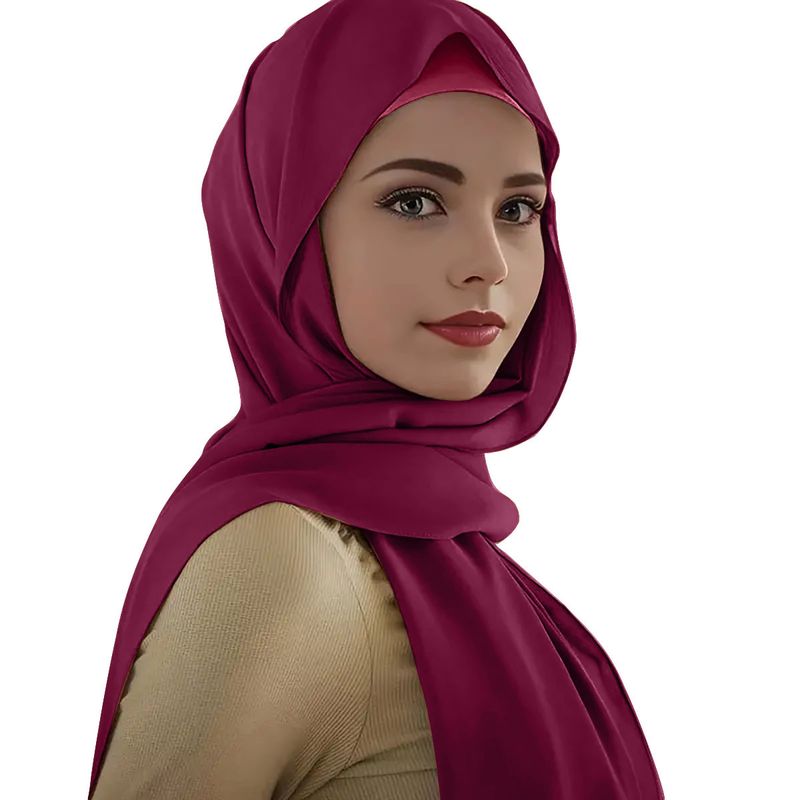 Conjunto de chapéu com base modal e xale de chiffon – combinação de 2 peças lisas/multicoloridas (chapéu feminino suave para a pele, respirável e estiloso)_voghion.com