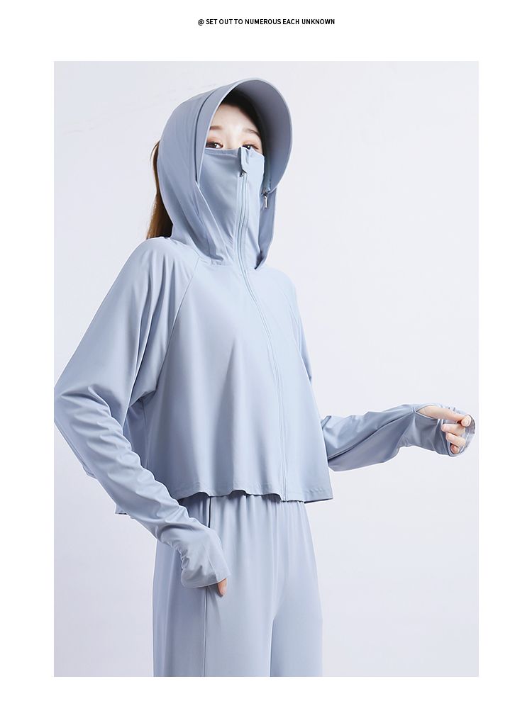 Γυναικείο μπλουζάκι προστασίας από την υπεριώδη ακτινοβολία UV για το καλοκαίρι του 2022, λεπτό, αναπνεύσιμο, μεταξωτό, αντιηλιακό, UPF50+_voghion.com