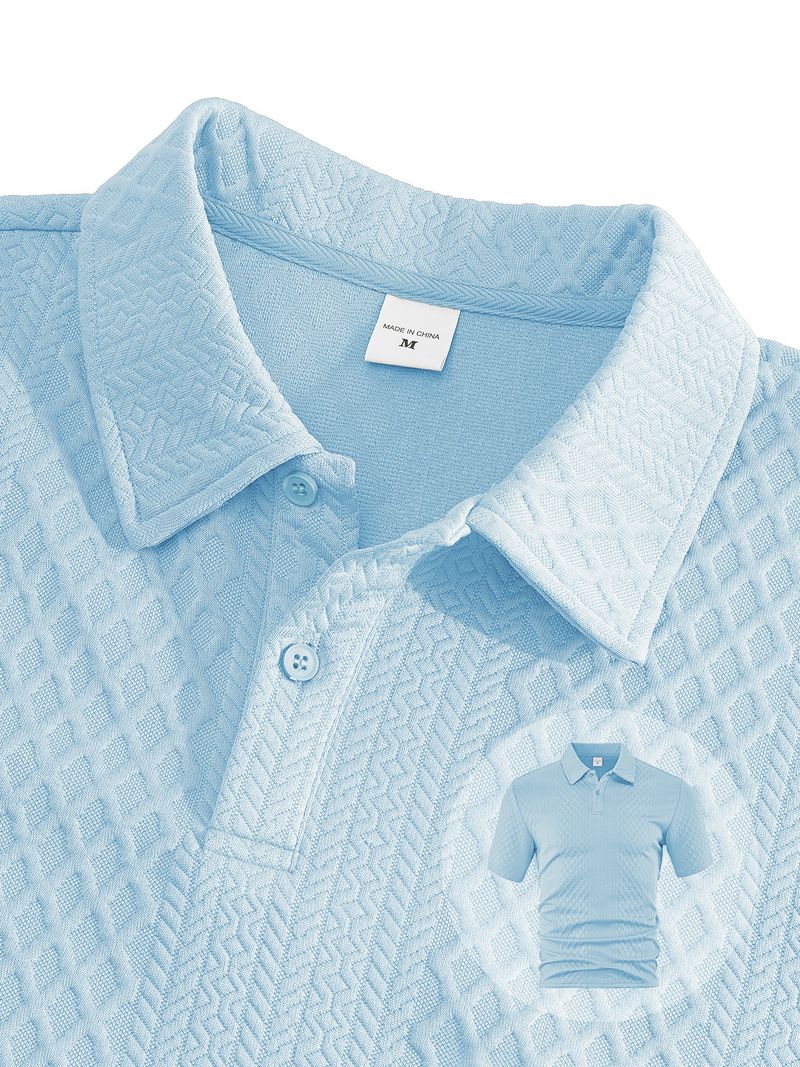 Ropa de verano para hombre, nueva camiseta polo deportiva de manga corta con solapa fina y tejido jacquard para hombre_voghion.com
