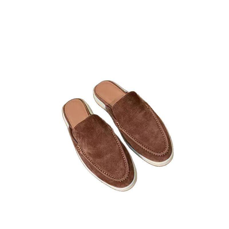 Summer Slow Walking New Closed-Toe Flat Half Slippers Men's Slip-On Shoes Large Size_voghion.com