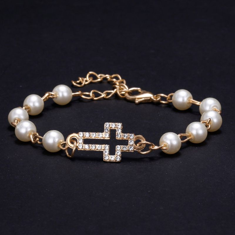 Bracelet créatif en forme de 8 avec perles creuses et strass pour femme_voghion.com
