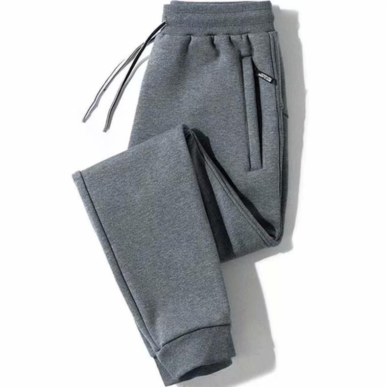 Pantalon de jogging décontracté pour homme avec poches zippées - Doublure polaire, taille élastique, coupe confortable, jambe droite, grande taille, noir/gris (standard et_voghion.com