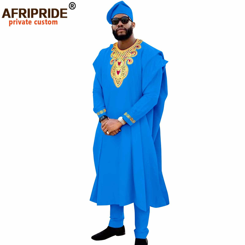 Herrenbekleidung Afrika Herren-L-Kleid, vierteiliges Set, Mantel + Oberteil + Hose + Hut_voghion.com