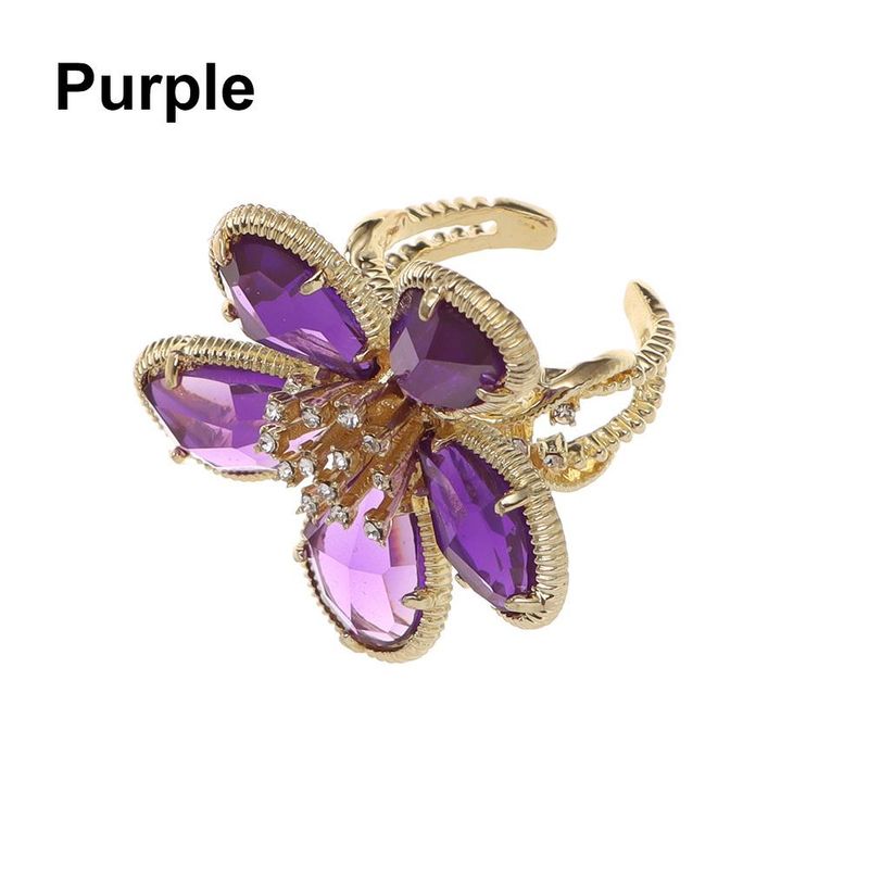 2025 Damesmode Verstelbare grote bloemkristallen ring, trouwsieraden_voghion.com